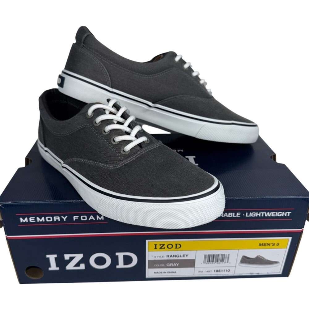 Izod Rangley Mens Size 8 Gray Sneakers Tennis Shoes Canvas Lace Up Grey New